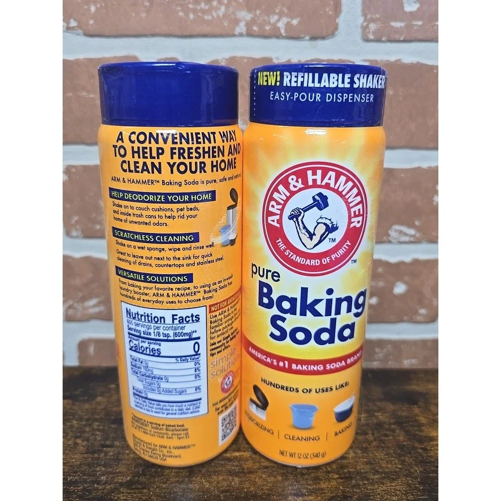Arm & Hammer Pure Baking Soda, 12 Oz Shake/Spoon Option Pack of 4 New, Free Ship